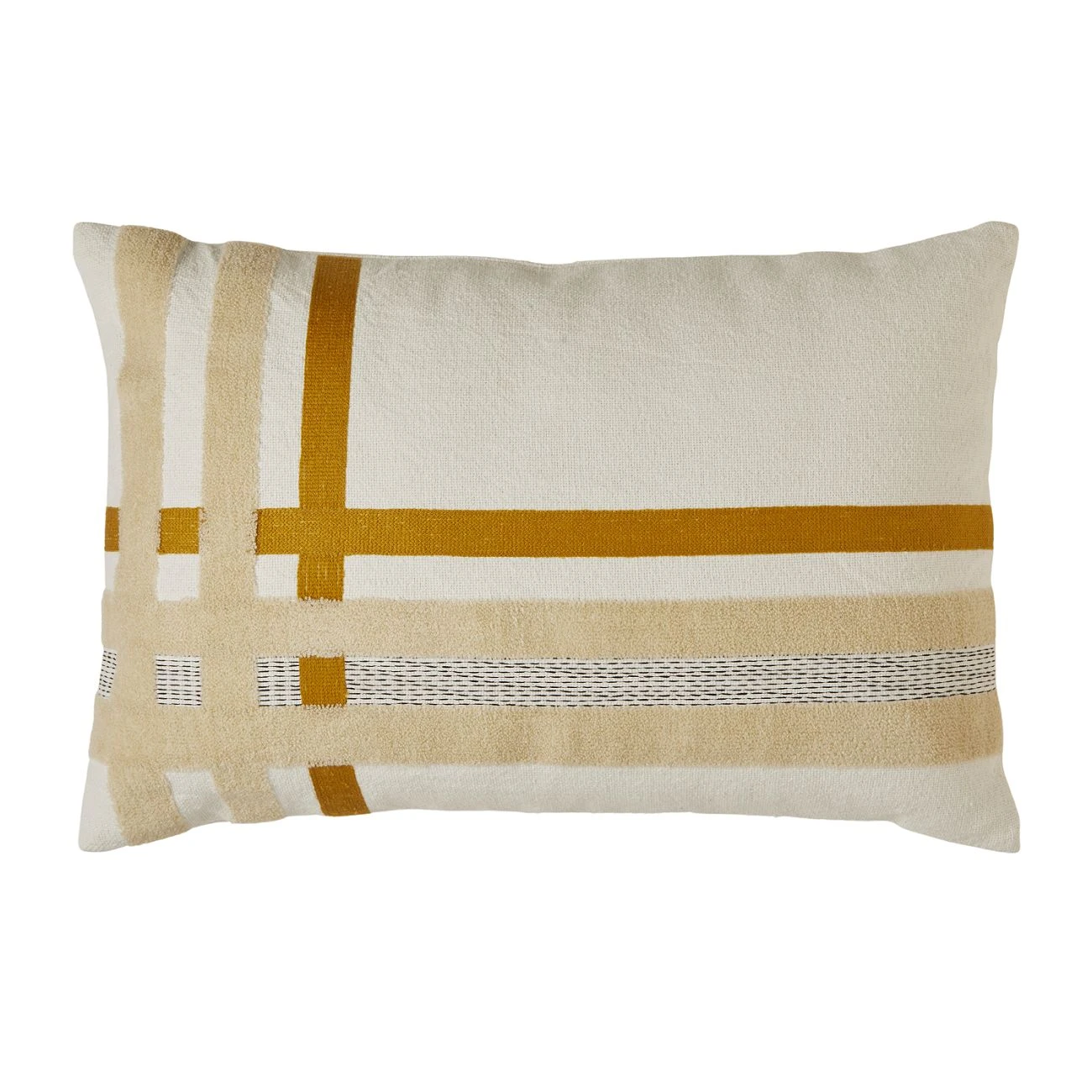 Housse De Coussin SCOTT Blanc Cassé Et Ocre 8 Housse De Coussin SCOTT Blanc Cassé Et Ocre – Image 8