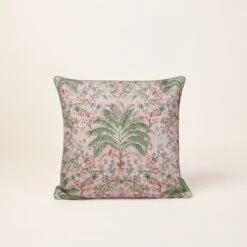 Housse De Coussin UBARI Rose Pétale Et Vert -Maison Linge Magasin housse de coussin UBARI 008636 RV C1 4