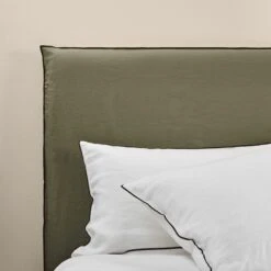 Housse De Tête De Lit CARLINA Kaki Grisé Et Bourdon Noir -Maison Linge Magasin housse de tete de lit CARLINA 006988 GVG 7