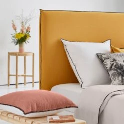 Housse De Tête De Lit CARLINA Ocre Et Bourdon Noir -Maison Linge Magasin housse de tete de lit CARLINA 006988 J18G 1