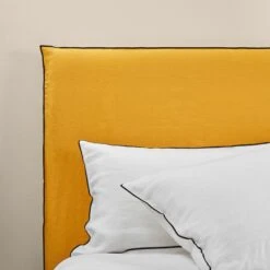 Housse De Tête De Lit CARLINA Ocre Et Bourdon Noir -Maison Linge Magasin housse de tete de lit CARLINA 006988 J18G 7