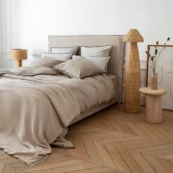 Housse De Tête De Lit CARLINA Ficelle Et Bourdon Noir -Maison Linge Magasin housse de tete de lit CARLINA 006988 N3G 2