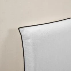 Housse De Tête De Lit CARLINA Blanc Pur Et Bourdon Noir -Maison Linge Magasin housse de tete de lit CARLINA 006988 WG 5