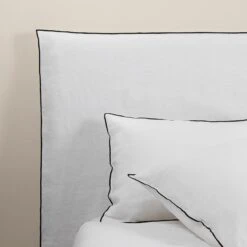 Housse De Tête De Lit CARLINA Blanc Pur Et Bourdon Noir -Maison Linge Magasin housse de tete de lit CARLINA 006988 WG 7