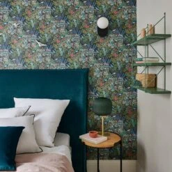 Housse De Tête De Lit DARIO Bleu Canard Et Bourdon Noir -Maison Linge Magasin housse de tete de lit DARIO 007737 B12G 1