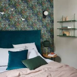 Housse De Tête De Lit DARIO Bleu Canard Et Bourdon Noir -Maison Linge Magasin housse de tete de lit DARIO 007737 B12G 2