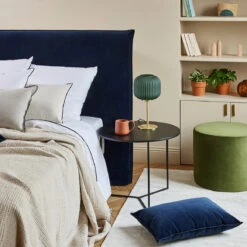 Housse De Tête De Lit DARIO Bleu Nuit Et Bourdon Noir -Maison Linge Magasin housse de tete de lit DARIO 007737 B20G 1