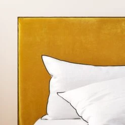 Housse De Tête De Lit DARIO Ocre Et Bourdon Noir -Maison Linge Magasin housse de tete de lit DARIO 007737 J18G 7