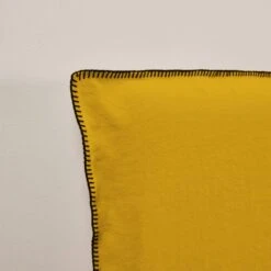 Housse De Tête De Lit NINO Ocre Et Feston Noir -Maison Linge Magasin housse de tete de lit NINO 007460 J18FG 5