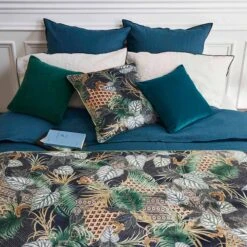 Lot De 2 Taies D'oreiller CARLINA Pétrole Et Bourdon Noir 10 Lot De 2 Taies D'oreiller CARLINA Pétrole Et Bourdon Noir -Maison Linge Magasin lot de 2 taies d oreiller CARLINA 007693 BVG C2 1