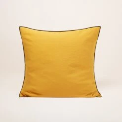 Lot De 2 Taies D'oreiller CARLINA Ocre Et Bourdon Noir -Maison Linge Magasin lot de 2 taies d oreiller CARLINA 007693 J18G C2 5