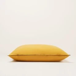 Lot De 2 Taies D'oreiller CARLINA Ocre Et Bourdon Noir -Maison Linge Magasin lot de 2 taies d oreiller CARLINA 007693 J18G C2 6