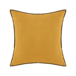 Lot De 2 Taies D'oreiller CARLINA Ocre Et Bourdon Noir -Maison Linge Magasin lot de 2 taies d oreiller CARLINA 007693 J18G C2 packshot