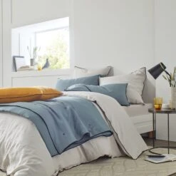 Lot De 2 Taies D'oreiller CARLINA Calcaire Et Bourdon Noir -Maison Linge Magasin lot de 2 taies d oreiller CARLINA 007693 N2G C2 9