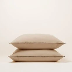 Lot De 2 Taies D'oreiller CARLINA Sable Et Bourdon Noir