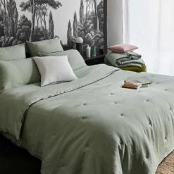 Lot De 2 Taies D'oreiller CARLINA Tilleul Et Bourdon Noir -Maison Linge Magasin lot de 2 taies d oreiller CARLINA 007693 V2G C2 1