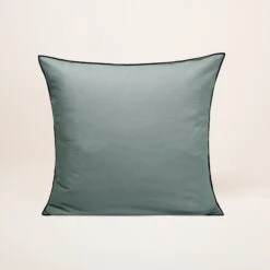 Lot De 2 Taies D'oreiller CARLINA Vert De Gris Et Bourdon Noir -Maison Linge Magasin lot de 2 taies d oreiller CARLINA 007693 V4G C2 5