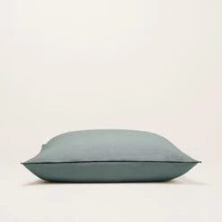 Lot De 2 Taies D'oreiller CARLINA Vert De Gris Et Bourdon Noir -Maison Linge Magasin lot de 2 taies d oreiller CARLINA 007693 V4G C2 6