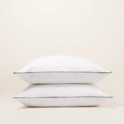 Lot De 2 Taies D'oreiller CARLINA Blanc Pur Et Bourdon Noir -Maison Linge Magasin lot de 2 taies d oreiller CARLINA 007693 WG C2 4