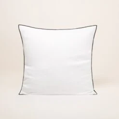 Lot De 2 Taies D'oreiller CARLINA Blanc Pur Et Bourdon Noir -Maison Linge Magasin lot de 2 taies d oreiller CARLINA 007693 WG C2 5