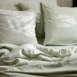 Lot De 2 Taies D'oreiller FINEA Ivoire Et Vert De Gris -Maison Linge Magasin lot de 2 taies d oreiller FINEA 009164 WV C2 1