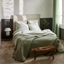 Lot De 2 Taies D'oreiller FINEA Ivoire Et Vert De Gris -Maison Linge Magasin lot de 2 taies d oreiller FINEA 009164 WV C2 2