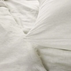 Lot De 2 Taies D'oreiller FINEA Ivoire Et Vert De Gris -Maison Linge Magasin lot de 2 taies d oreiller FINEA 009164 WV C2 7