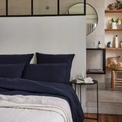 Lot De 2 Taies D'oreiller LOU Encre Bleue -Maison Linge Magasin lot de 2 taies d oreiller LOU 007614 B20 C2 2