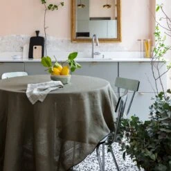 Nappe Carrée CARLINA Kaki Grisé Et Bourdon Noir -Maison Linge Magasin nappe carree CARLINA 007344 GVG 1