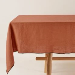 Nappe Carrée CARLINA Terracotta Et Bourdon Noir 16 Nappe Carrée CARLINA Terracotta Et Bourdon Noir -Maison Linge Magasin nappe carree CARLINA 007344 M9G 4