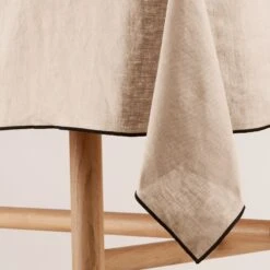 Nappe Carrée CARLINA Sable Et Bourdon Noir -Maison Linge Magasin nappe carree CARLINA 007344 N4G 6