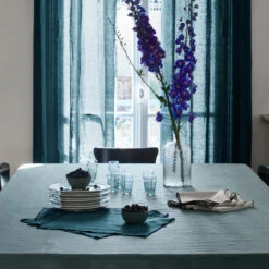 Nappe Carrée CARLINA Vert De Gris Et Bourdon Noir