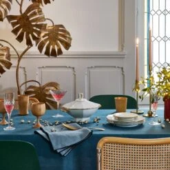 Nappe Rectangulaire CARLINA Pétrole Et Bourdon Noir