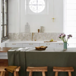 Nappe Rectangulaire CARLINA Kaki Grisé Et Bourdon Noir