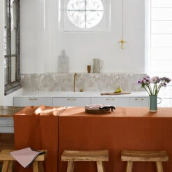 Nappe Rectangulaire CARLINA Terracotta Et Bourdon Noir