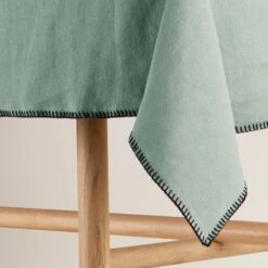 Nappe Rectangulaire NINO Vert De Gris Et Feston Noir -Maison Linge Magasin nappe rectangulaire NINO 007345 V4FG 6