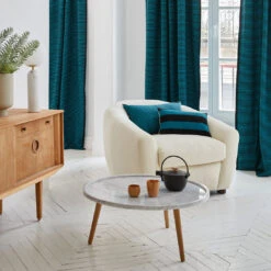 Rideau Panneau DONNIE Bleu Canard Et Noir -Maison Linge Magasin panneau DONNIE 007303 GB 1