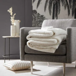 Plaid BIANCA Blanc Hermine -Maison Linge Magasin plaid BIANCA 006657 N1 2