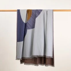 Plaid CALYPSO Bleu Marin Et Bronze -Maison Linge Magasin plaid CALYPSO 007815 BJ 8