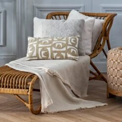 Plaid HAIDEN Ecru Et Glacier -Maison Linge Magasin plaid HAIDEN 008922 NG 1