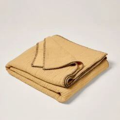 Plaid ILARIO Jaune Maïs Et Feston Noir