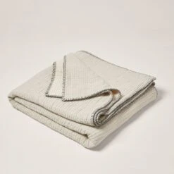 Plaid ILARIO Naturel Et Feston Noir