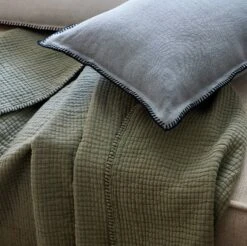 Plaid ILARIO Sauge Et Feston Noir -Maison Linge Magasin plaid ILARIO 007655 V3FG 1