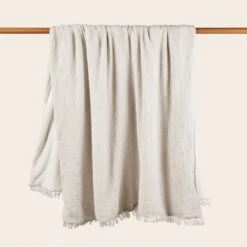 Plaid NOORFOLK Blanc Ivoire -Maison Linge Magasin plaid NOORFOLK 009036 N1 8