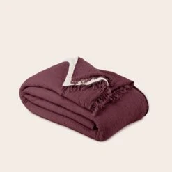 Plaid NOORFOLK Prune -Maison Linge Magasin plaid NOORFOLK 009036 R18 4