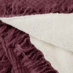 Plaid NOORFOLK Prune -Maison Linge Magasin plaid NOORFOLK 009036 R18 6