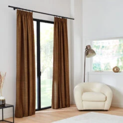 Rideau à Galon Fronceur Doublé OCTAVE Noir Et Mordoré -Maison Linge Magasin rideau a galon fronceur double OCTAVE 006660 OR 1