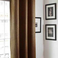 Rideau à Galon Fronceur Doublé OCTAVE Noir Et Mordoré -Maison Linge Magasin rideau a galon fronceur double OCTAVE 006660 OR 10