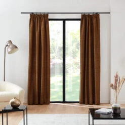 Rideau à Galon Fronceur Doublé OCTAVE Noir Et Mordoré -Maison Linge Magasin rideau a galon fronceur double OCTAVE 006660 OR 4