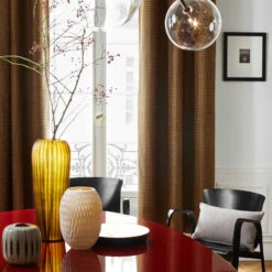 Rideau à Galon Fronceur Doublé OCTAVE Noir Et Mordoré -Maison Linge Magasin rideau a galon fronceur double OCTAVE 006660 OR 9